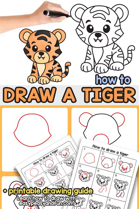 卡通老虎畫法|中国画老虎，简单易学适合儿童和初学者 How to draw a tiger,。